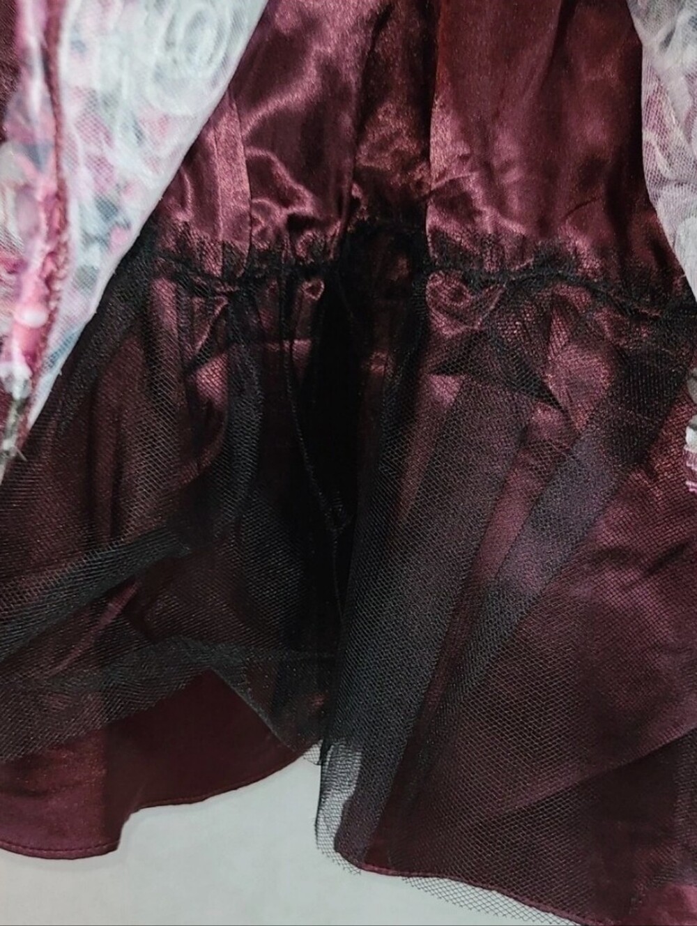 NWT BCX Size 7 Plum-Pink Burgundy Floral Spaghetti-Strap Mini Dress - Picture 9 of 9